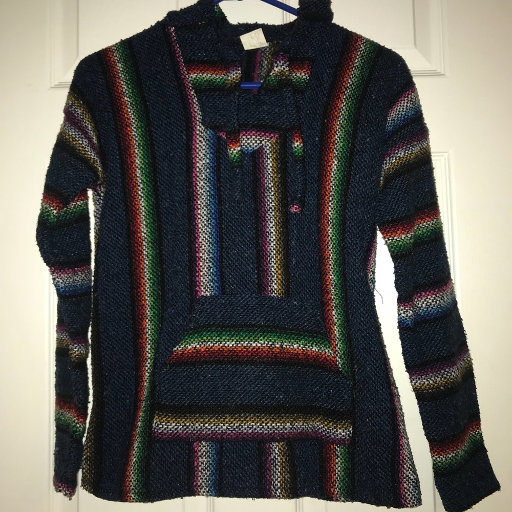 Authentic poncho hoodie from Mexico.